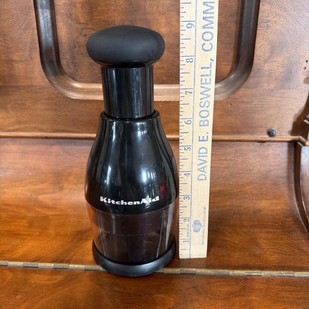 KitchenAid Black Manual Hand Food Chopper with Rubber Handle & Bottom Lid